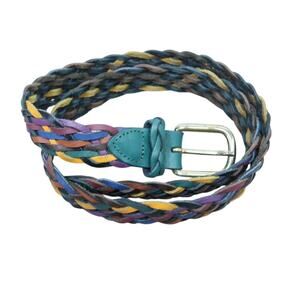 Vintage Capezio green yellow multicolor braided leather belt